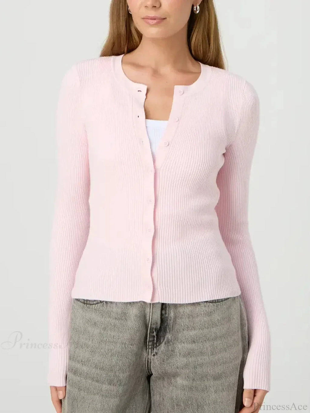 Solid Color Ribbed Long Sleeve Knit Cardigan image 7
