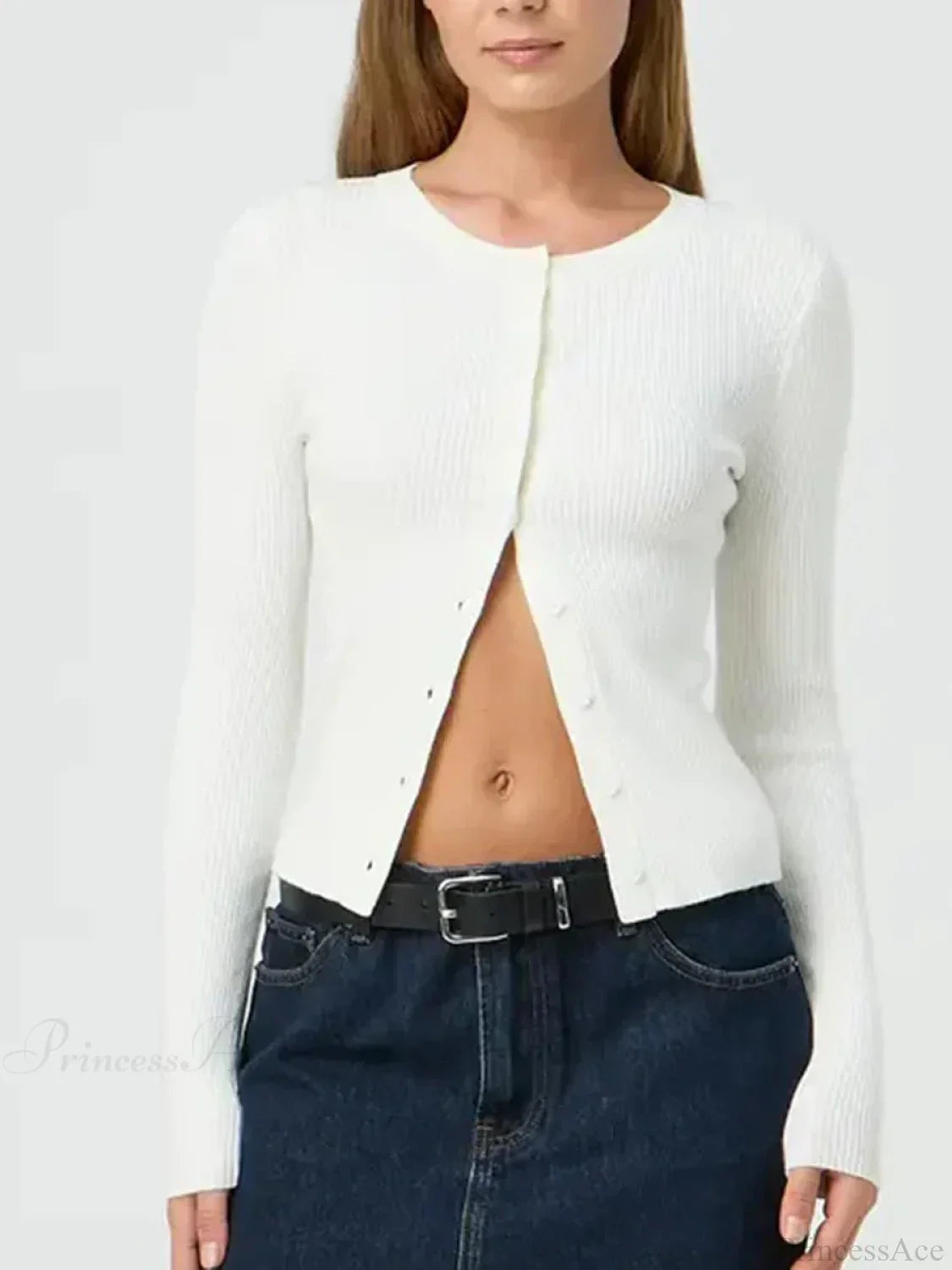 Solid Color Ribbed Long Sleeve Knit Cardigan image 13