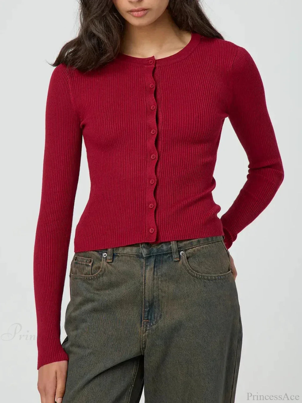 Solid Color Ribbed Long Sleeve Knit Cardigan image 10