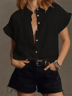 Solid Color Ruffle Short Sleeve Blouse image 4