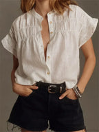 Solid Color Ruffle Short Sleeve Blouse image 1
