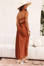 Solid Color Satin Strapless Dress image 20