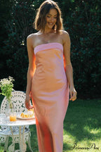 Solid Color Satin Strapless Dress image 1