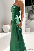 Solid Color Satin Strapless Dress image 7