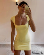 Solid Color Sexy Slim Hollow Out Mini Dress image 5