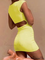 Solid Color Sexy Slim Hollow Out Mini Dress image 4