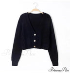 Solid Color Single-breasted Knit Cardigan image 2
