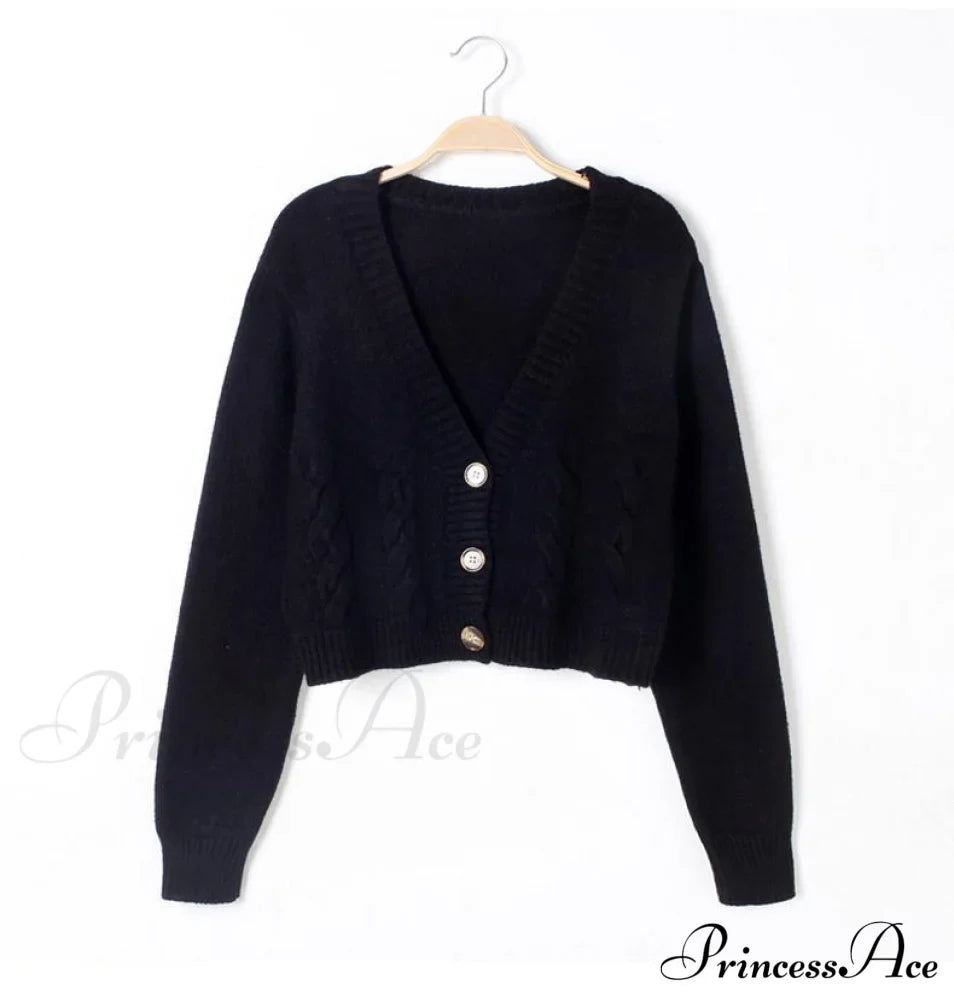 Solid Color Single-breasted Knit Cardigan image 2