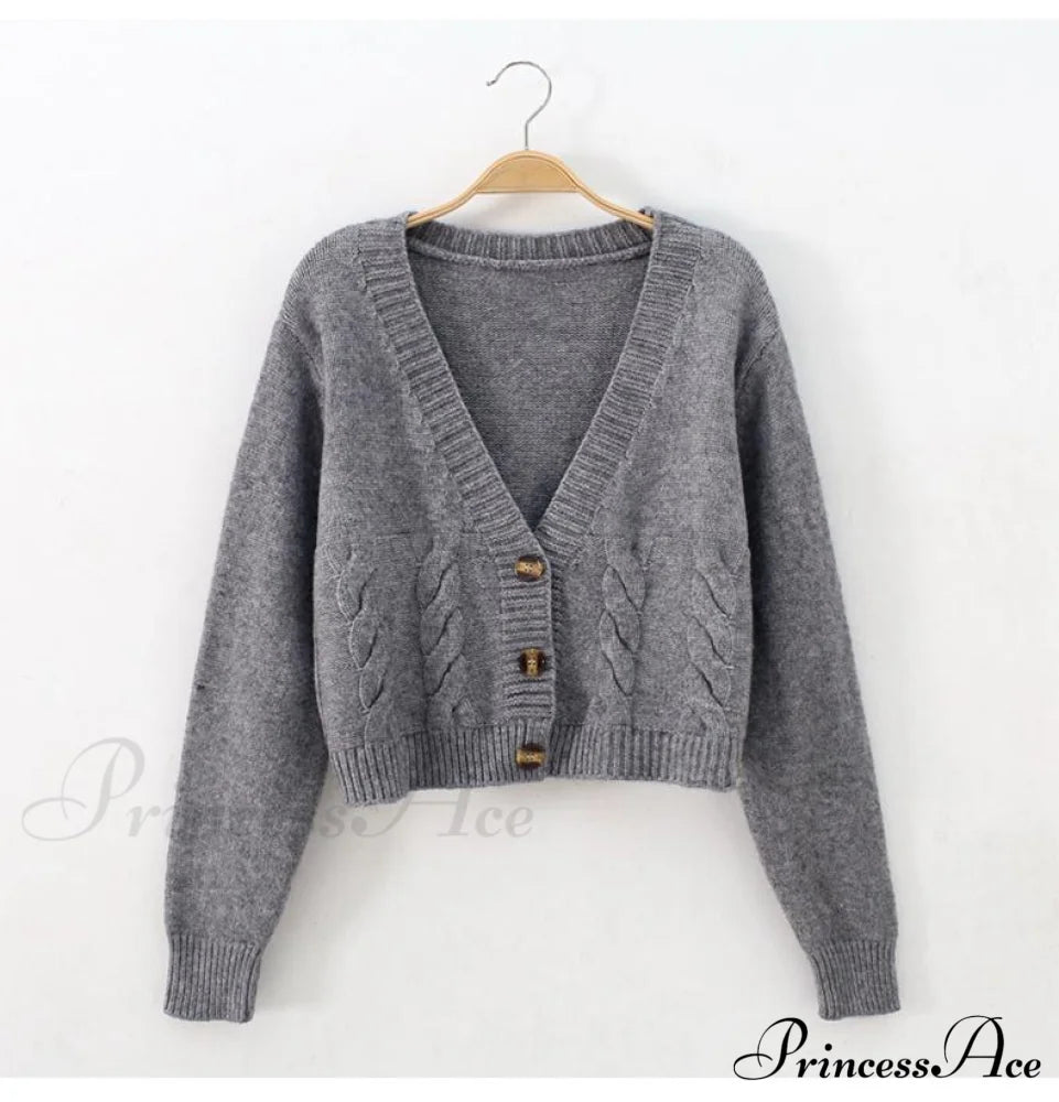 Solid Color Single-breasted Knit Cardigan image 5