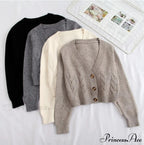 Solid Color Single-breasted Knit Cardigan image 1
