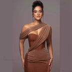 Solid Color Sleeveless Strapless Slit Prom Dress image 6