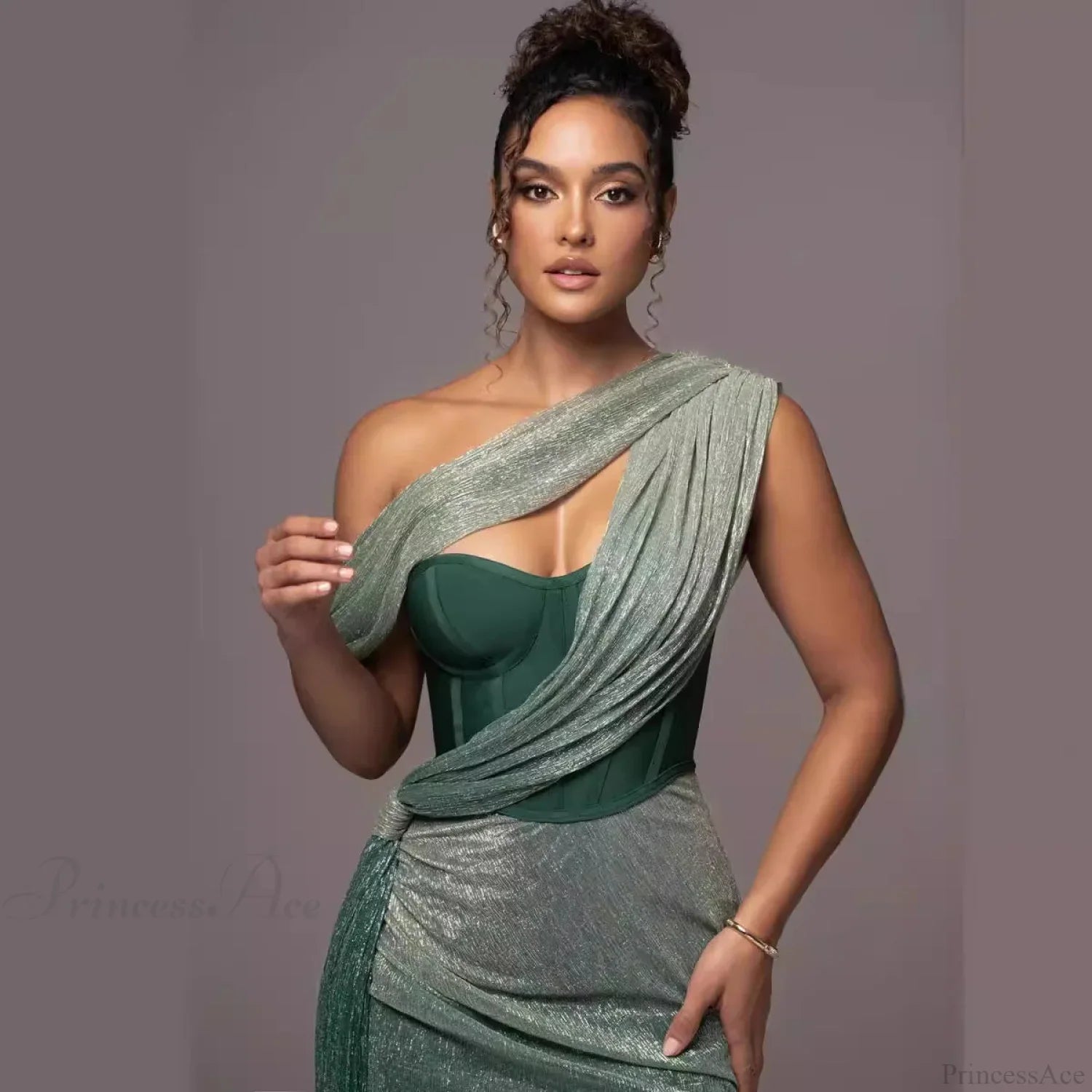 Solid Color Sleeveless Strapless Slit Prom Dress image 5