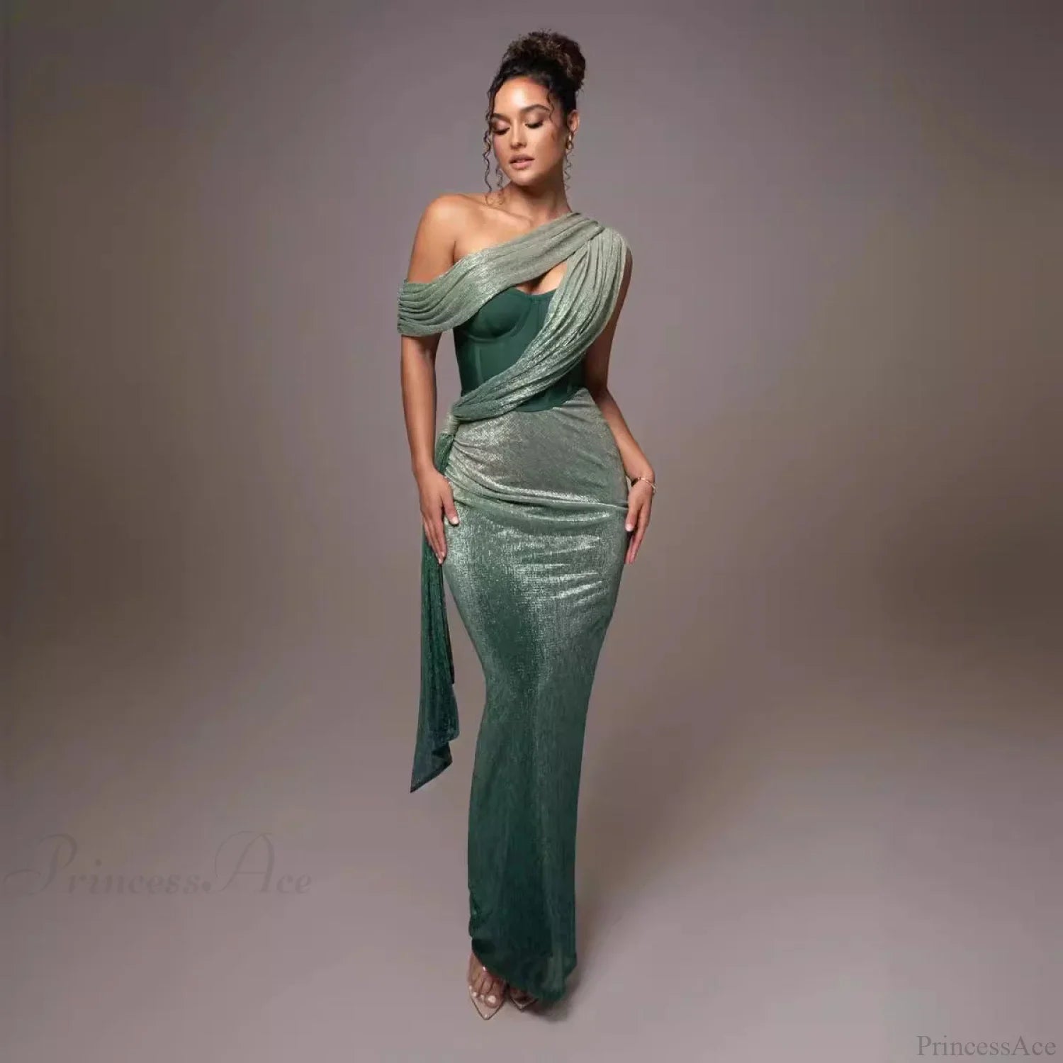 Solid Color Sleeveless Strapless Slit Prom Dress image 3