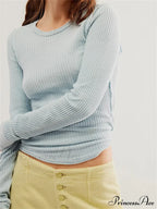 Solid Color Slim Fit Ruched Long Sleeve Basic T-Shirts image 3