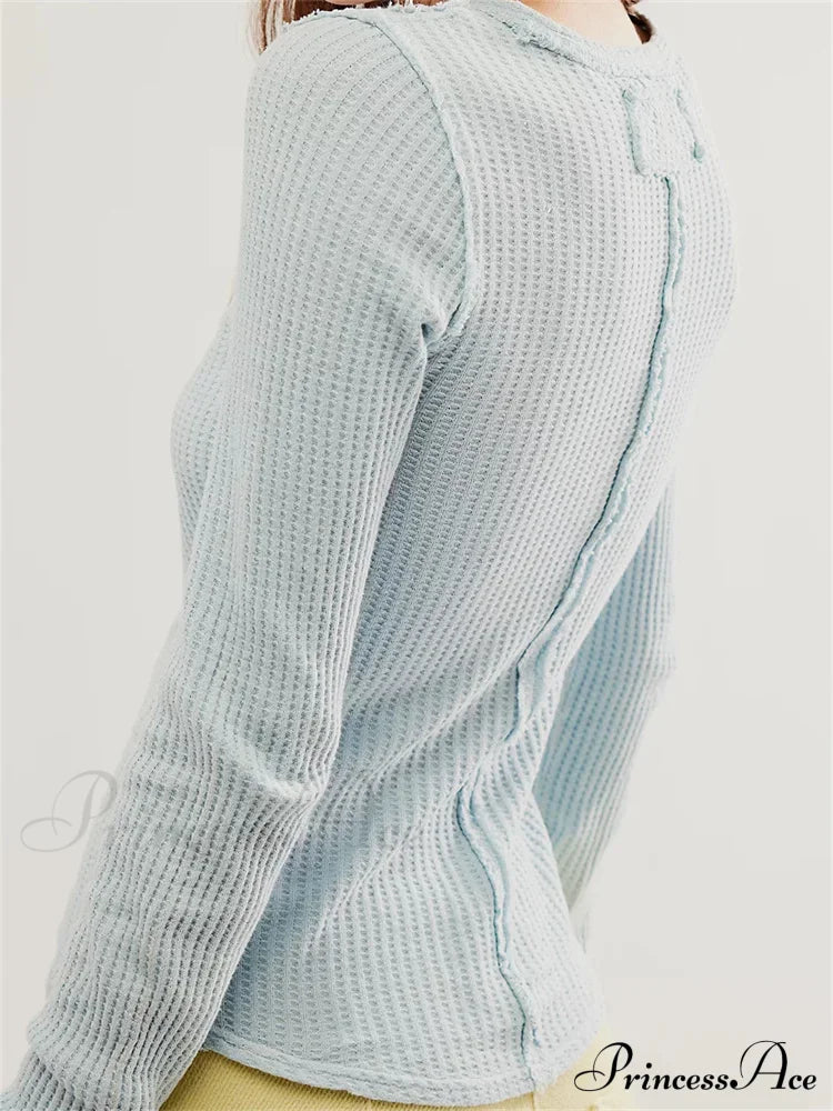 Solid Color Slim Fit Ruched Long Sleeve Basic T-Shirts image 4