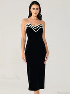 Solid Color Strapless Bodycon Party Dress image 2