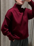 Solid Color Turtleneck Thick Loose Sweater image 6