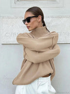 Solid Color Turtleneck Thick Loose Sweater image 4