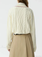 Solid Color Twisted Flower Pullover Sweater image 4