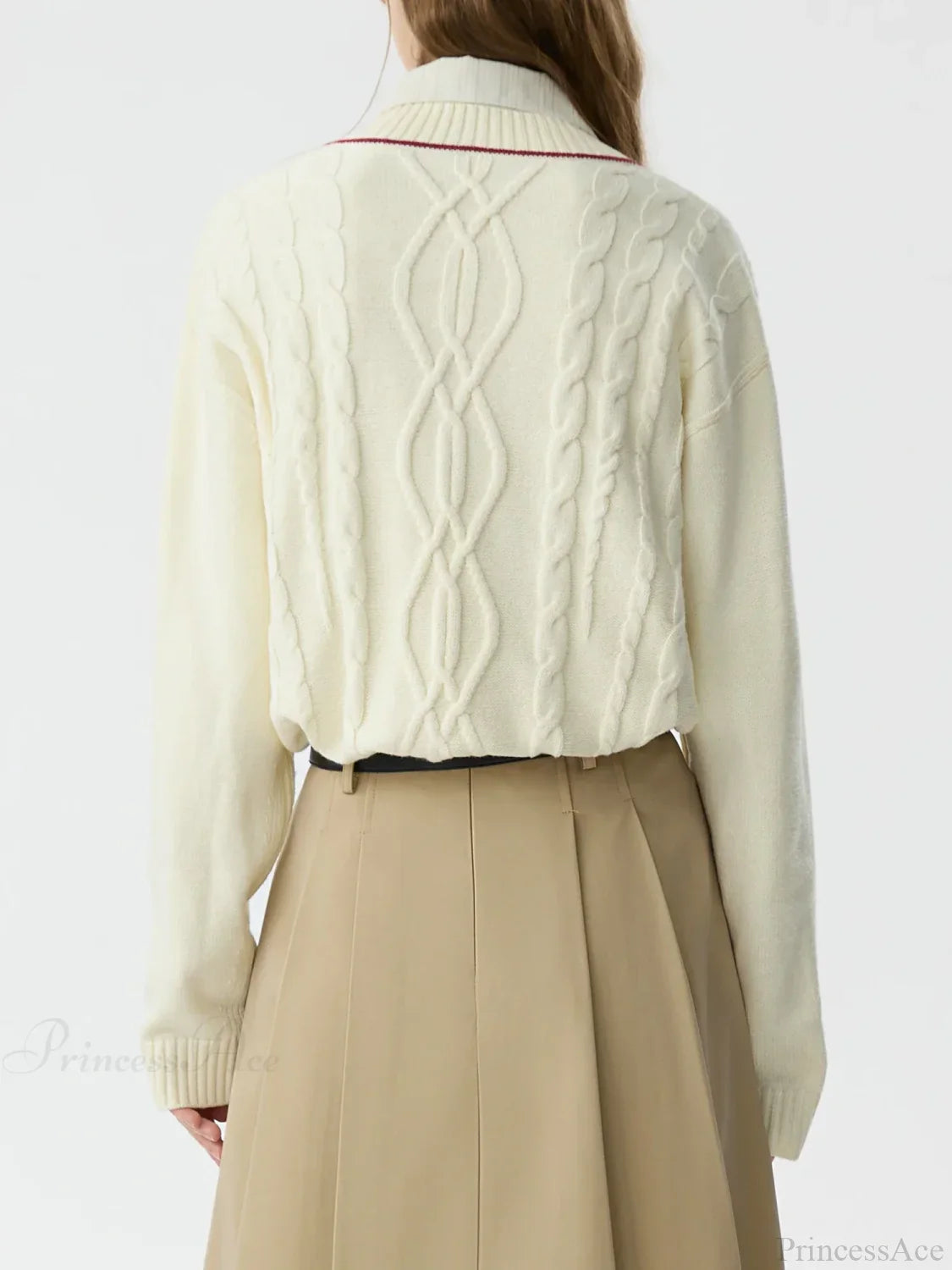 Solid Color Twisted Flower Pullover Sweater image 4