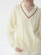 Solid Color Twisted Flower Pullover Sweater image 3