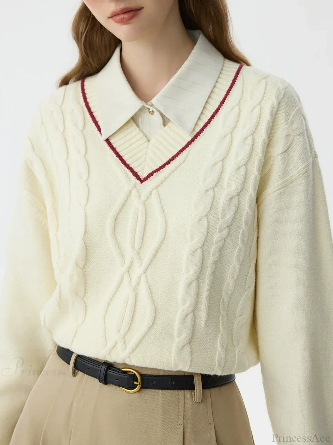 Solid Color Twisted Flower Pullover Sweater image 1