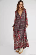 Solid Color V-neck Flare Sleeve Summer Boho Dress image 4
