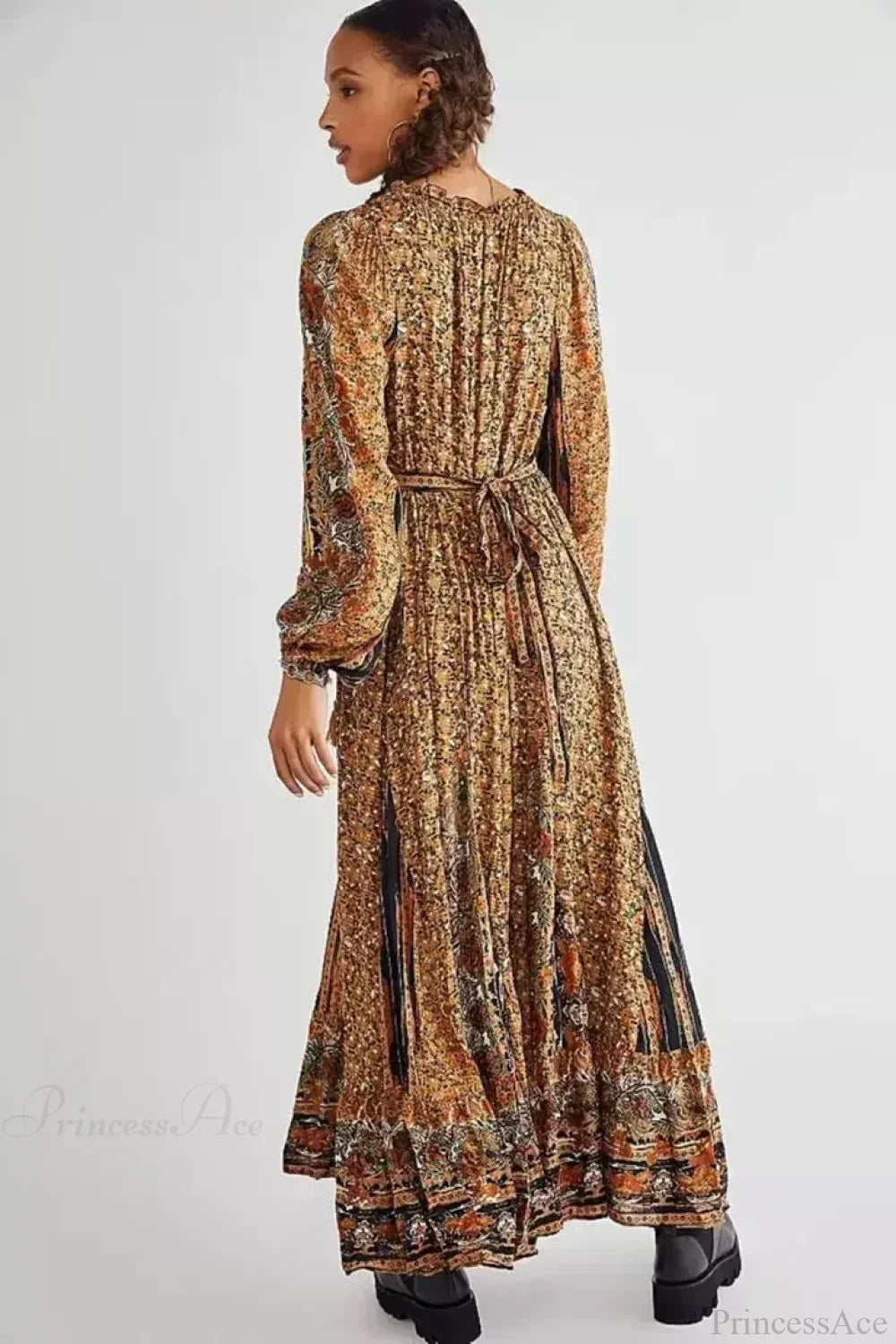 Solid Color V-neck Flare Sleeve Summer Boho Dress image 6