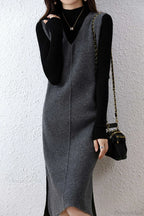 Solid Color Wool Tank Dress with V Neck image 8
