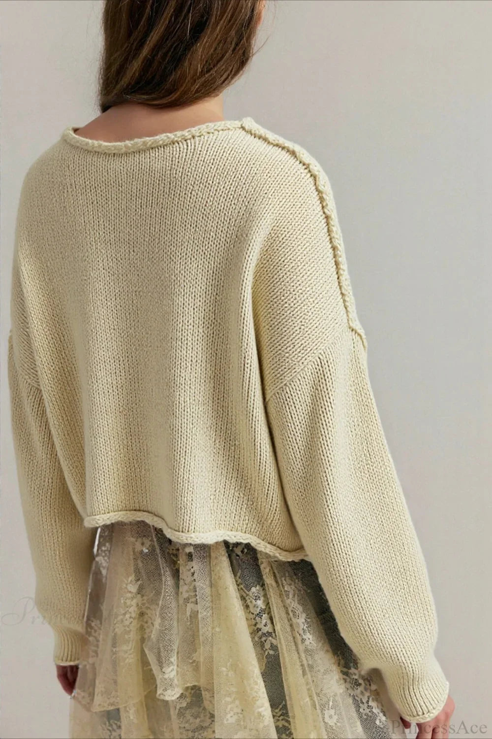 Solid Crewneck Long Sleeve Sweater image 3