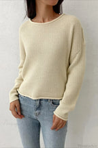 Solid Crewneck Long Sleeve Sweater image 5