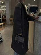 Solid Double-Breasted Turn-Down Overcoat image 5