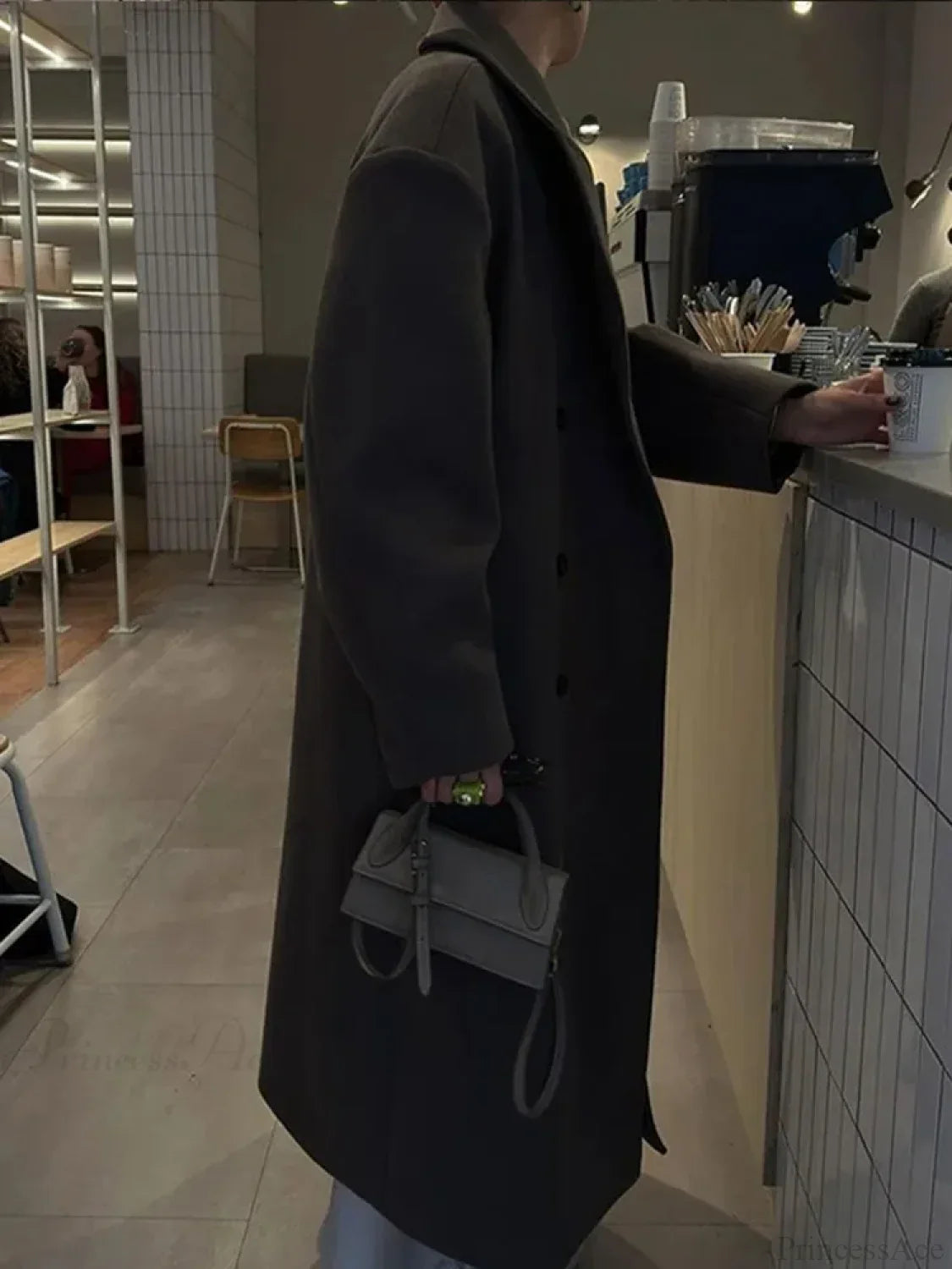 Solid Double-Breasted Turn-Down Overcoat image 5