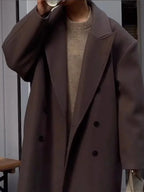 Solid Double-Breasted Turn-Down Overcoat image 6