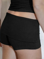 Solid Elastic Low Waist Short image 3