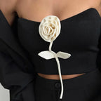 Solid Elegant Sleeveless Strapless Casual Flower Tube Crop Top image 4