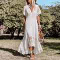 Solid Floral Short Sleeve Boho Dress image 3