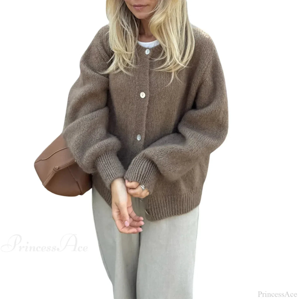 Solid Fuzzy Button Down Knit Cardigan image 7