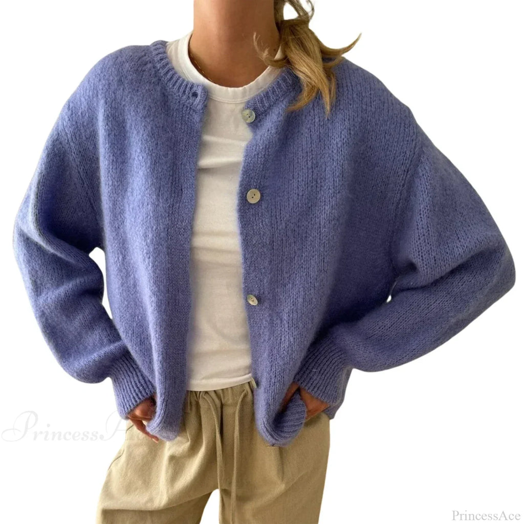 Solid Fuzzy Button Down Knit Cardigan image 6