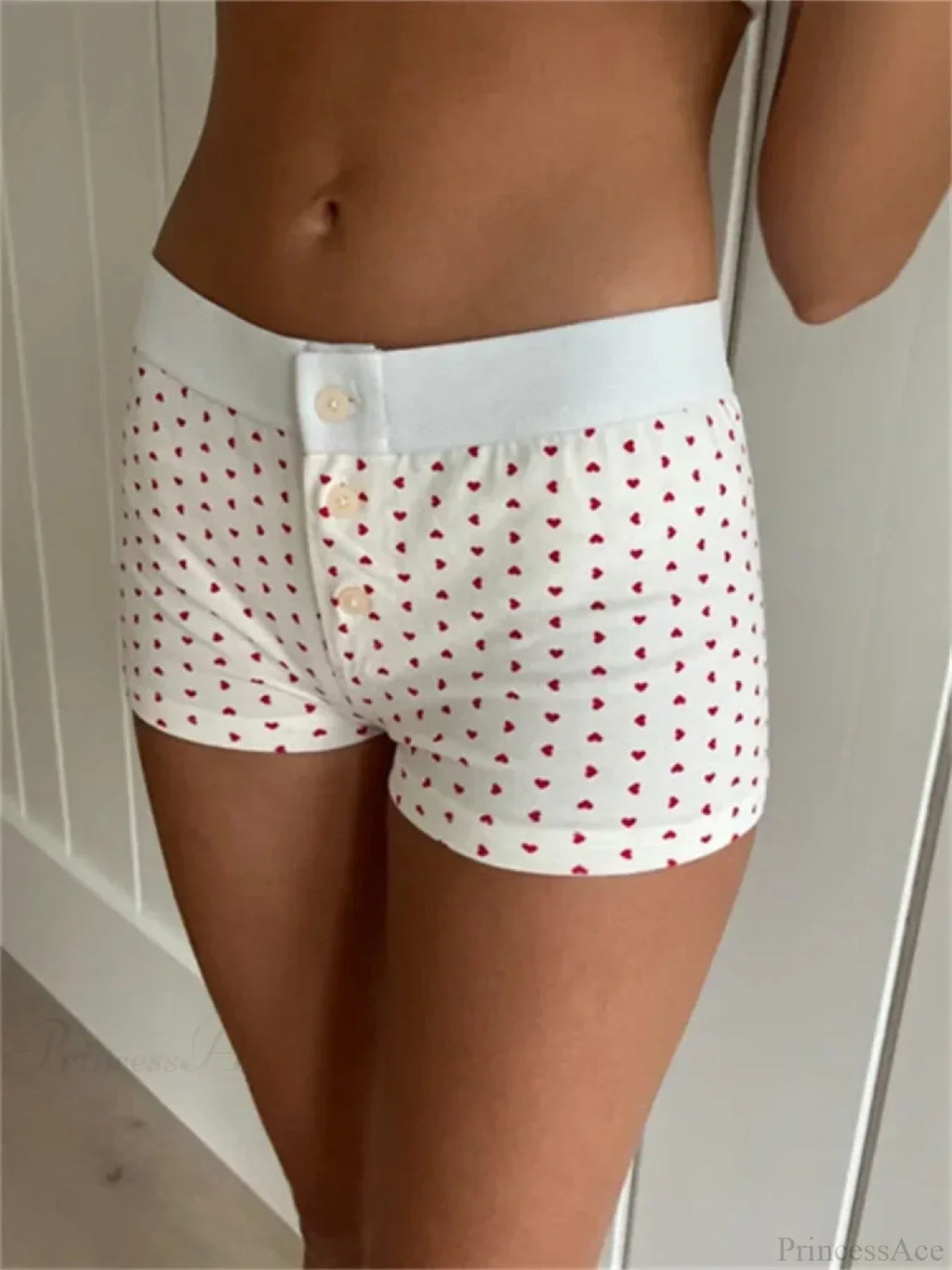 Solid Heart Print Elastic Short image 5