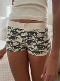 Solid Heart Print Elastic Short image 7