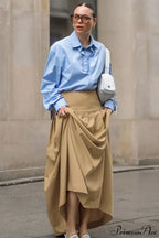 Solid High Waist Pleated Maxi Skirt image 3