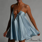 Solid Hollow V-neck A-line Mini Flared Dress image 6