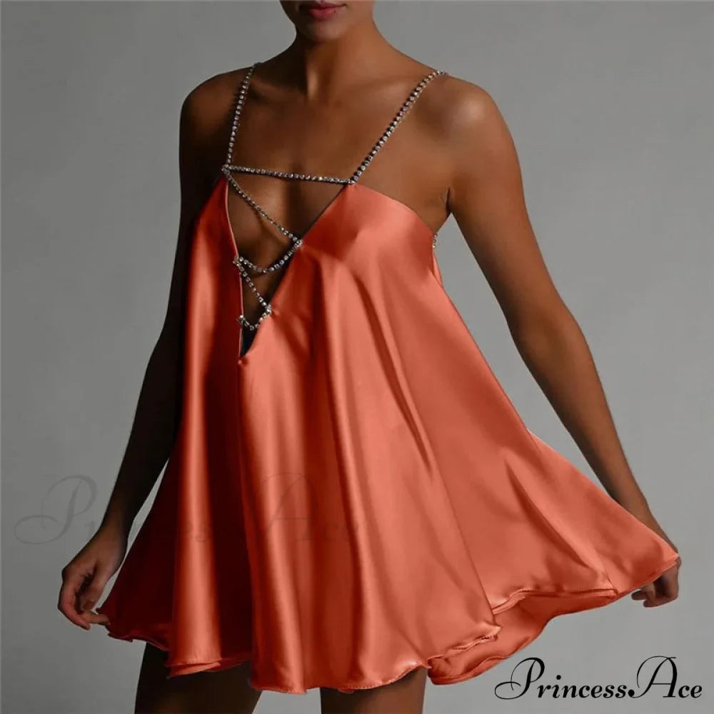 Solid Hollow V-neck A-line Mini Flared Dress image 1