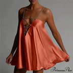 Solid Hollow V-neck A-line Mini Flared Dress image 4