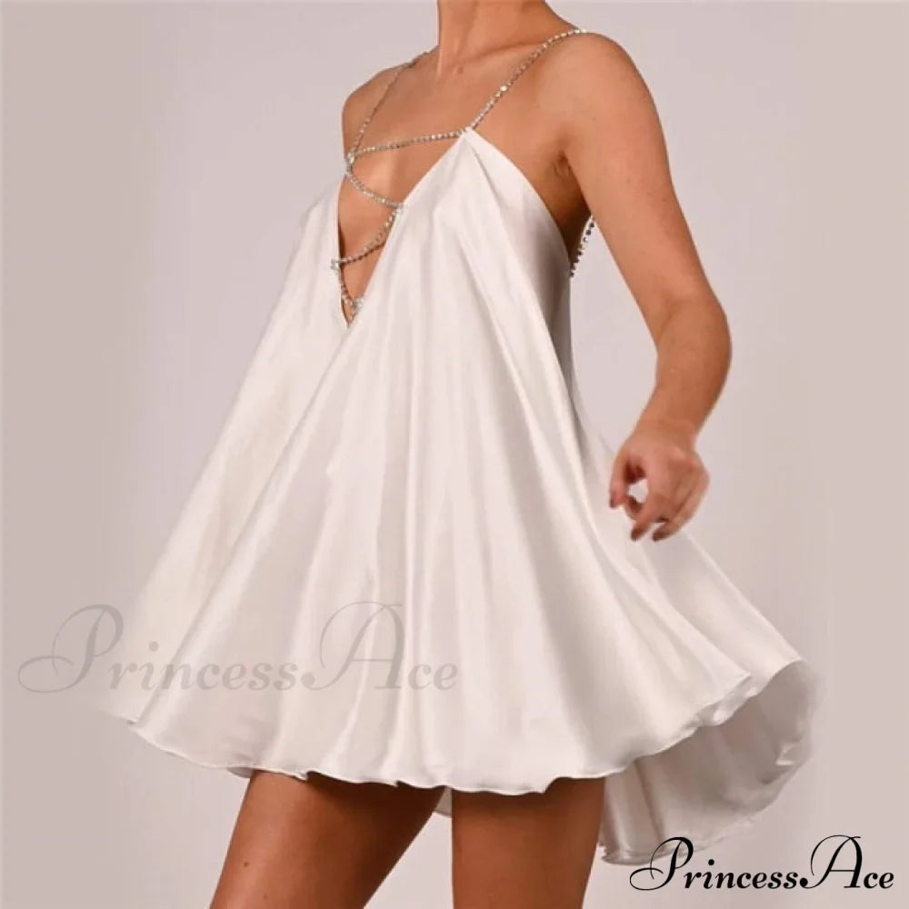 Solid Hollow V-neck A-line Mini Flared Dress image 5