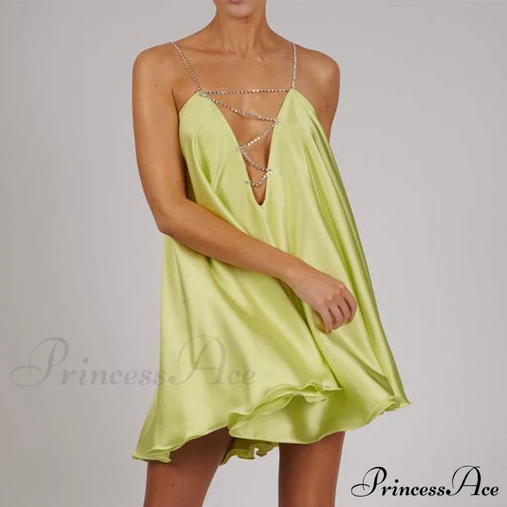 Solid Hollow V-neck A-line Mini Flared Dress image 7