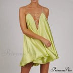 Solid Hollow V-neck A-line Mini Flared Dress image 7
