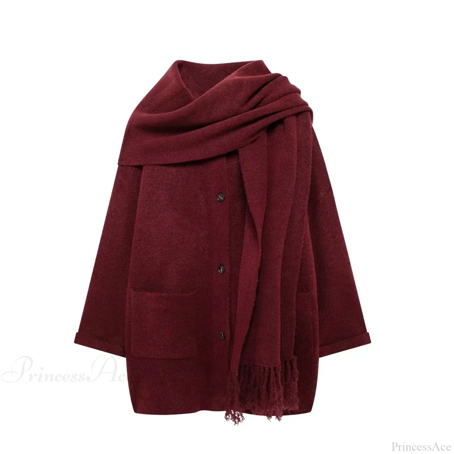 Solid Knitted Single Breasted Coat image 5