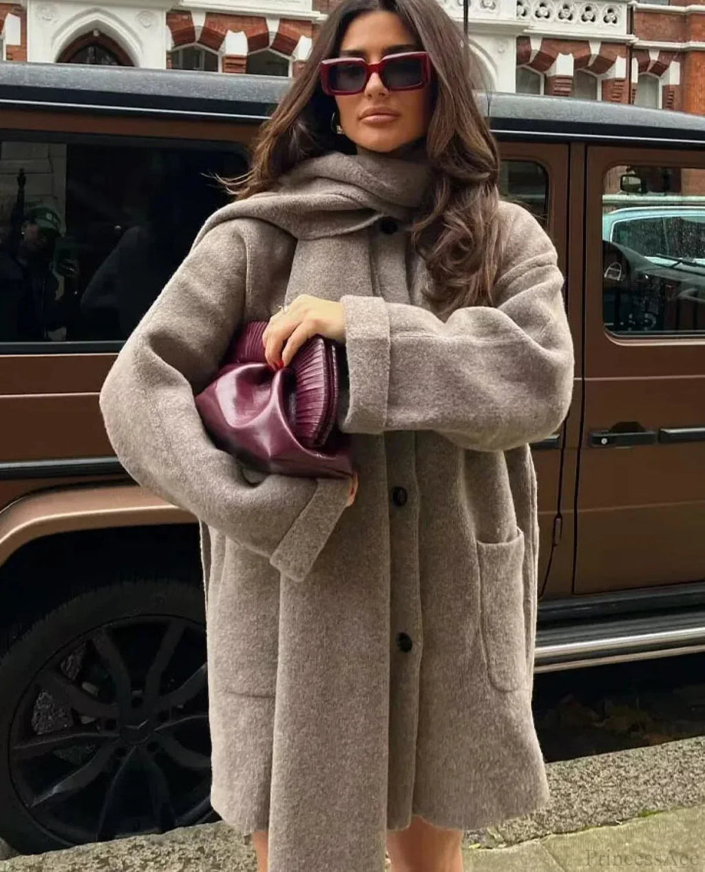 Solid Knitted Single Breasted Coat image 4